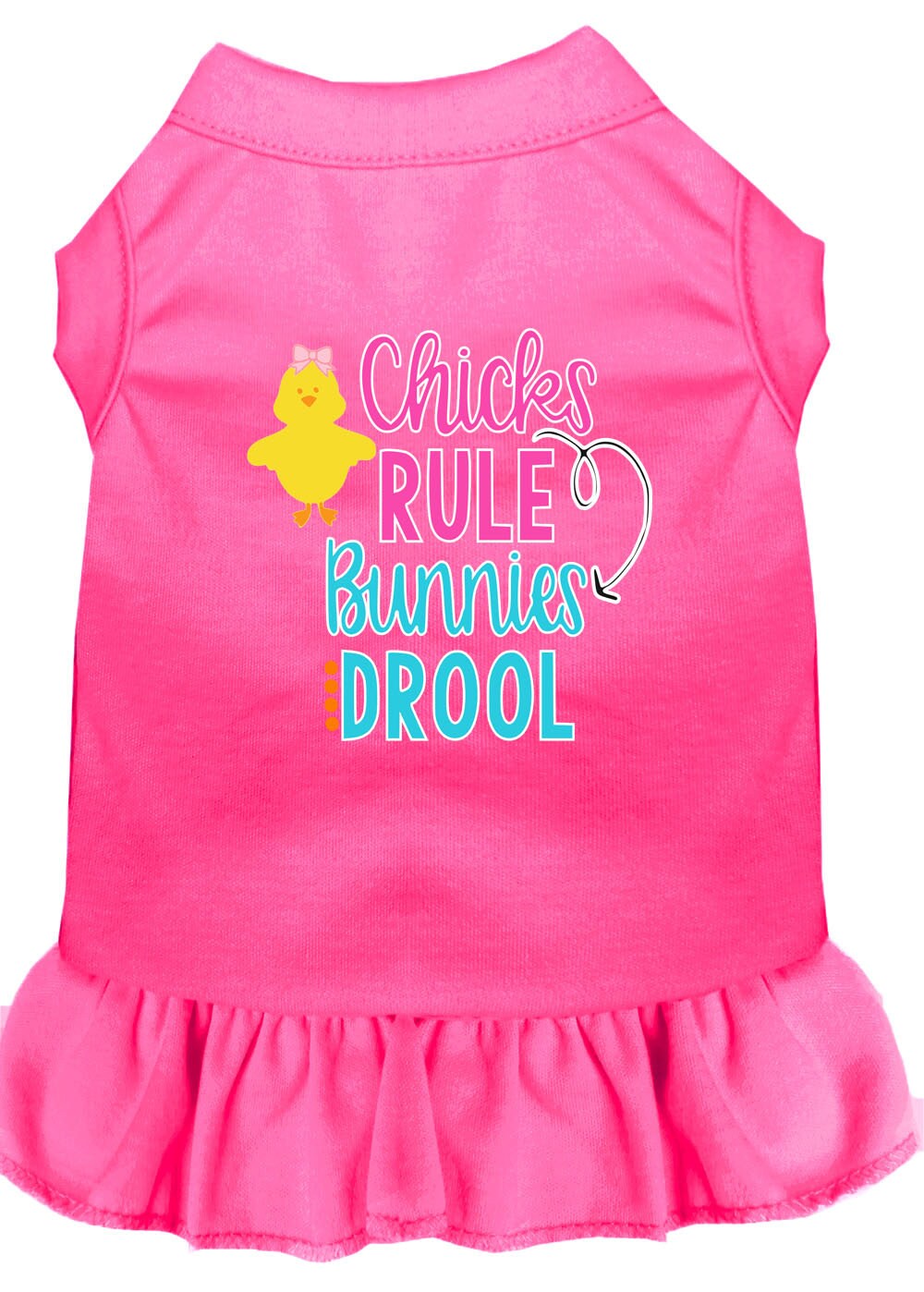 Pet Dress "Chicks Rule, Bunnies Drool" Bright Pink