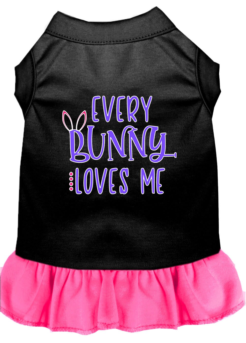Pet Dress "Every Bunny Loves Me" Black W Bright Pink