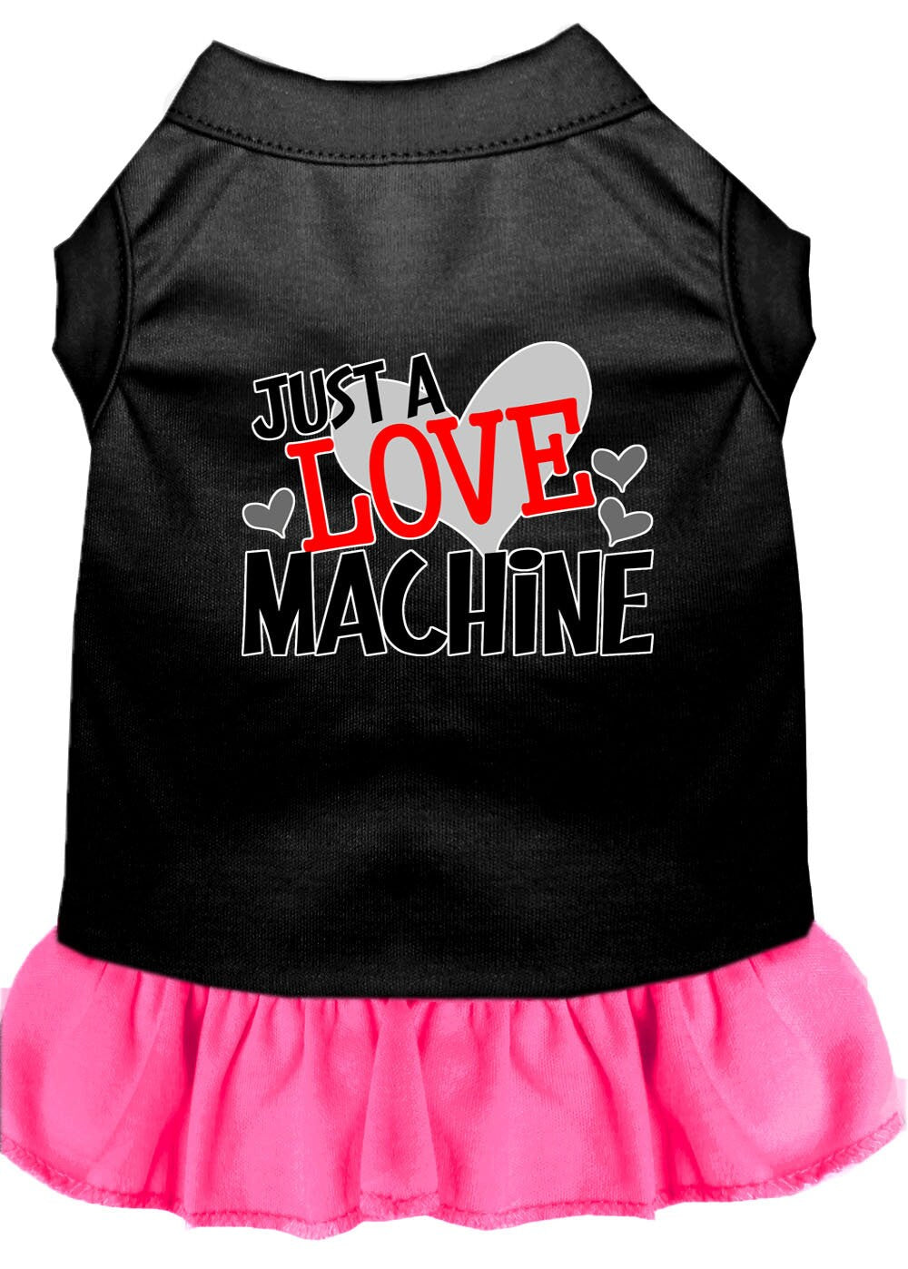 Pet Dress "Just A Love Machine" Black W Bright Pink