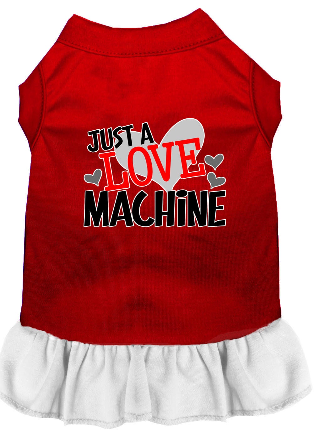 Pet Dress "Just A Love Machine" Red W White