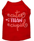 Pet Shirt "Cuter Than Cupid" Red