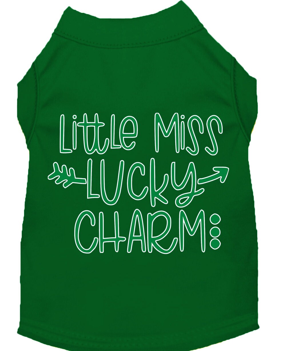 Pet Shirt "Little Miss Lucky Charm" Green