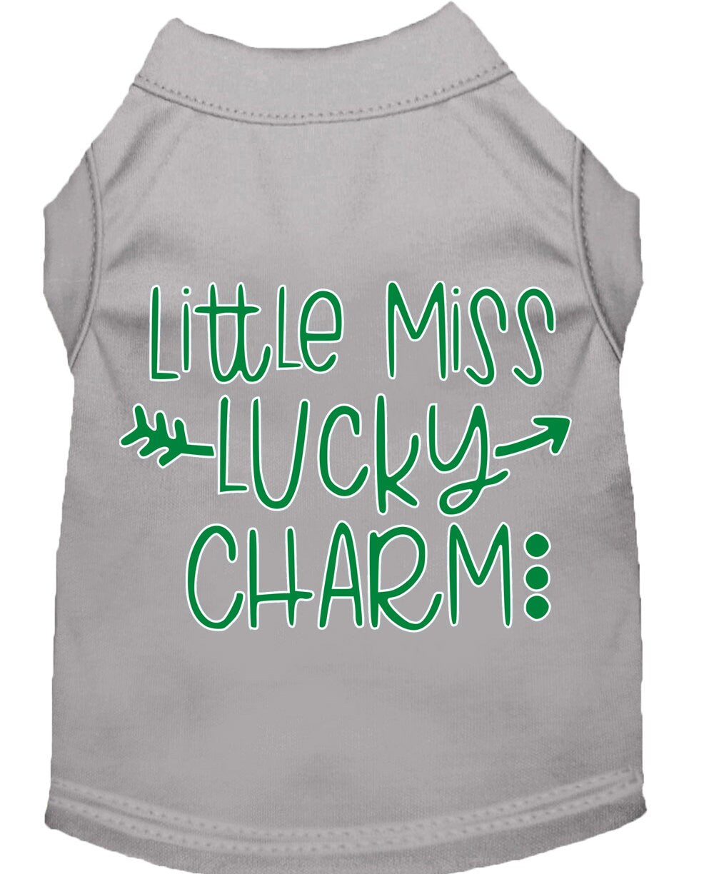 Pet Shirt "Little Miss Lucky Charm" Gray
