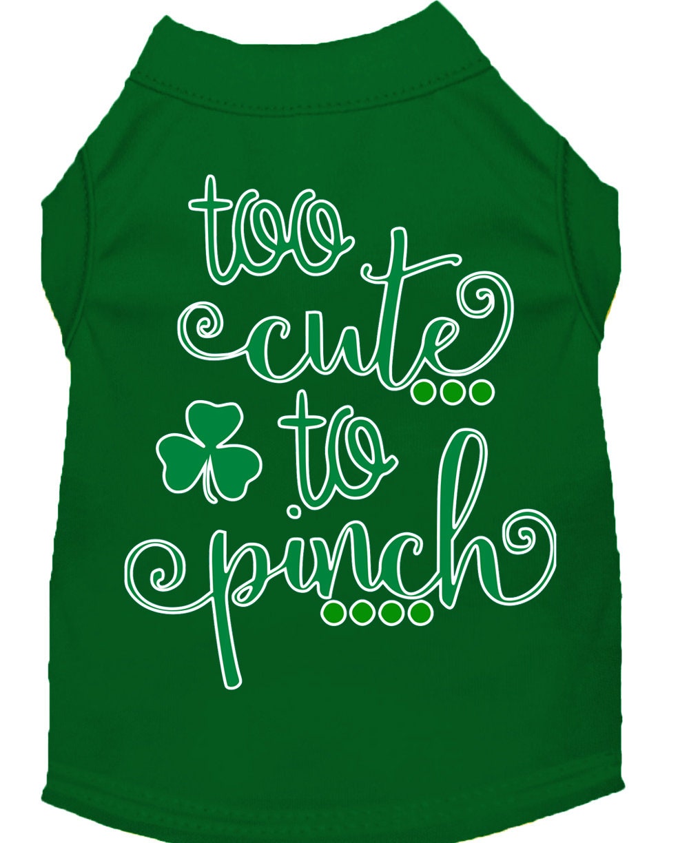 Pet Shirt "Too Cute To Pinch" Green