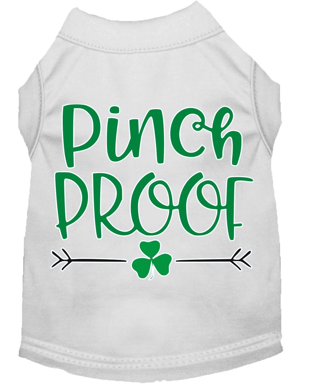 Pet Shirt Screen Printed, "Pinch Proof" White