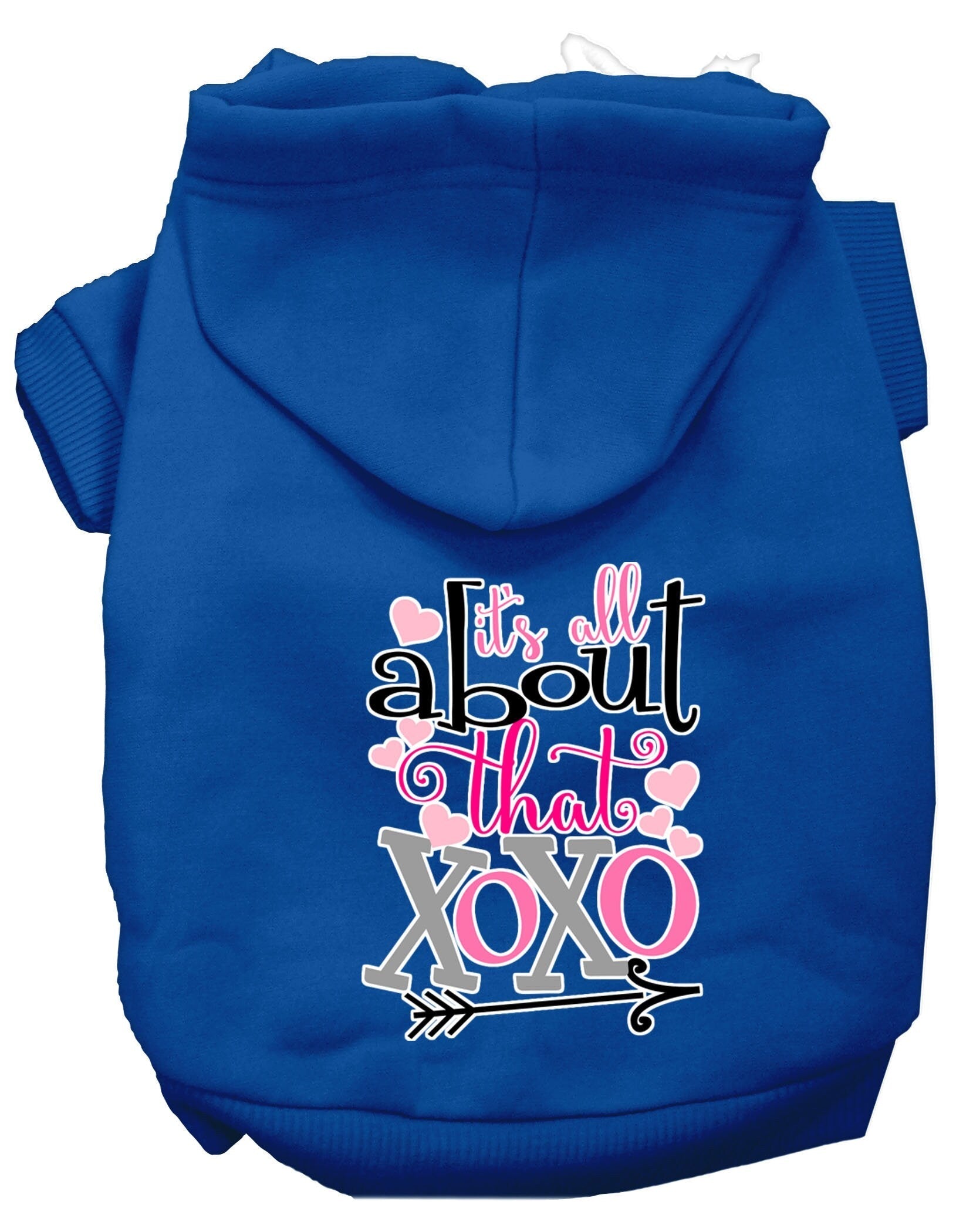 Pet Hoodie "All About That XOXO" Blue