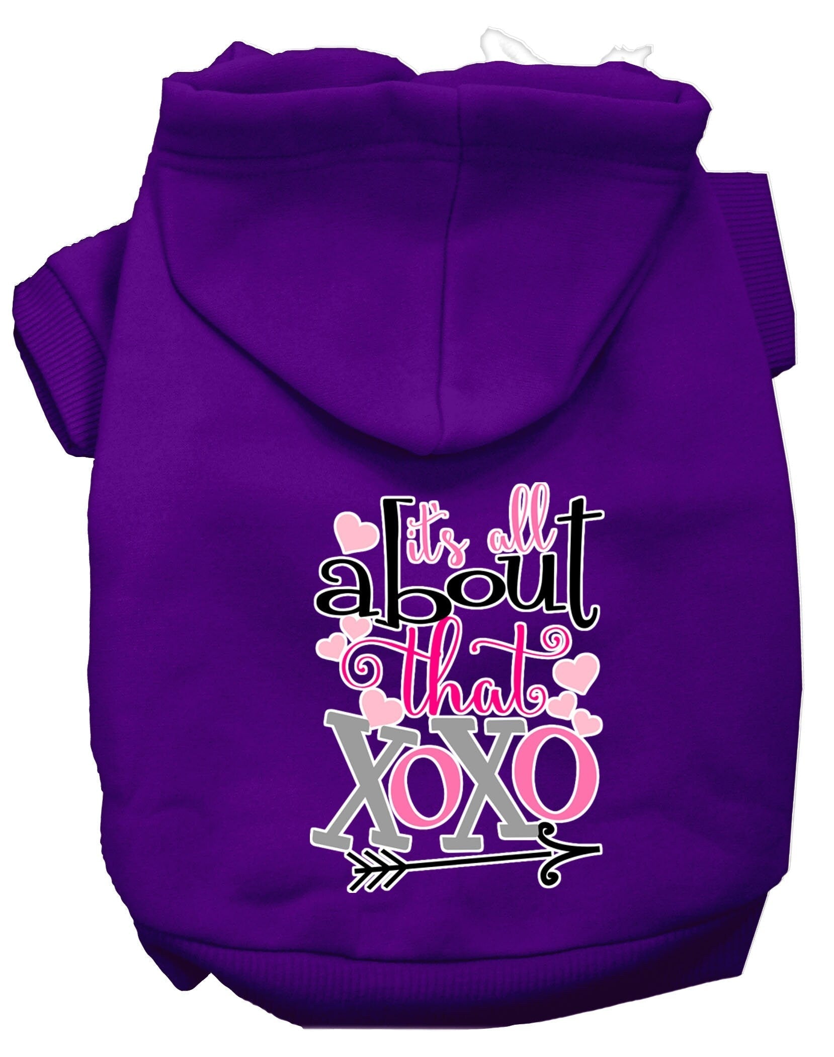 Pet Hoodie "All About That XOXO" Purple
