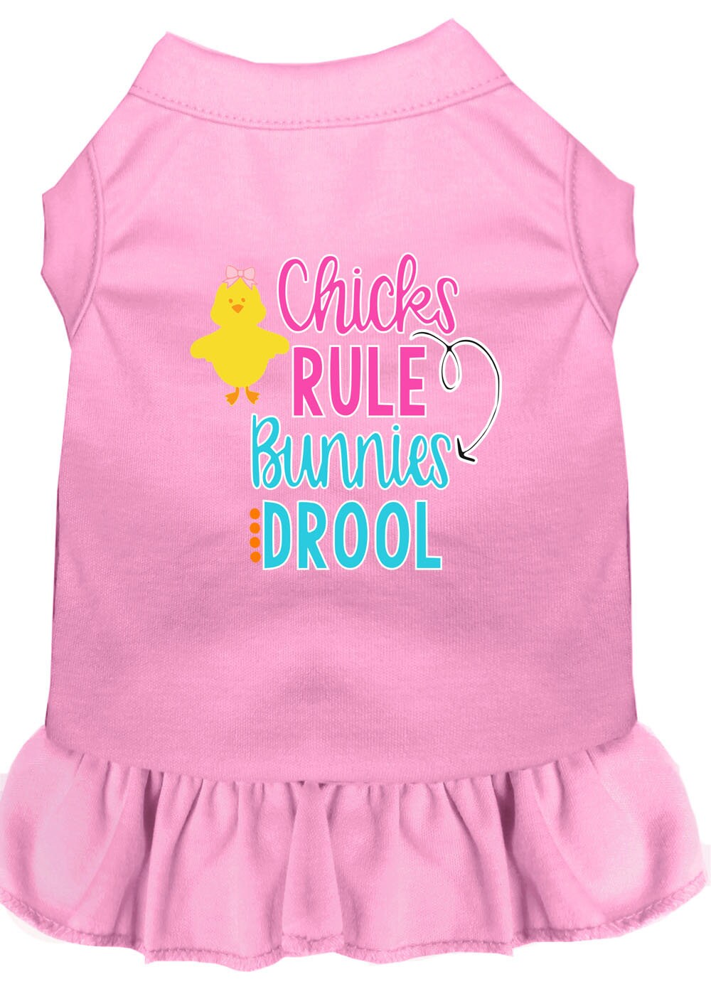 Pet Dress "Chicks Rule, Bunnies Drool" Light Pink