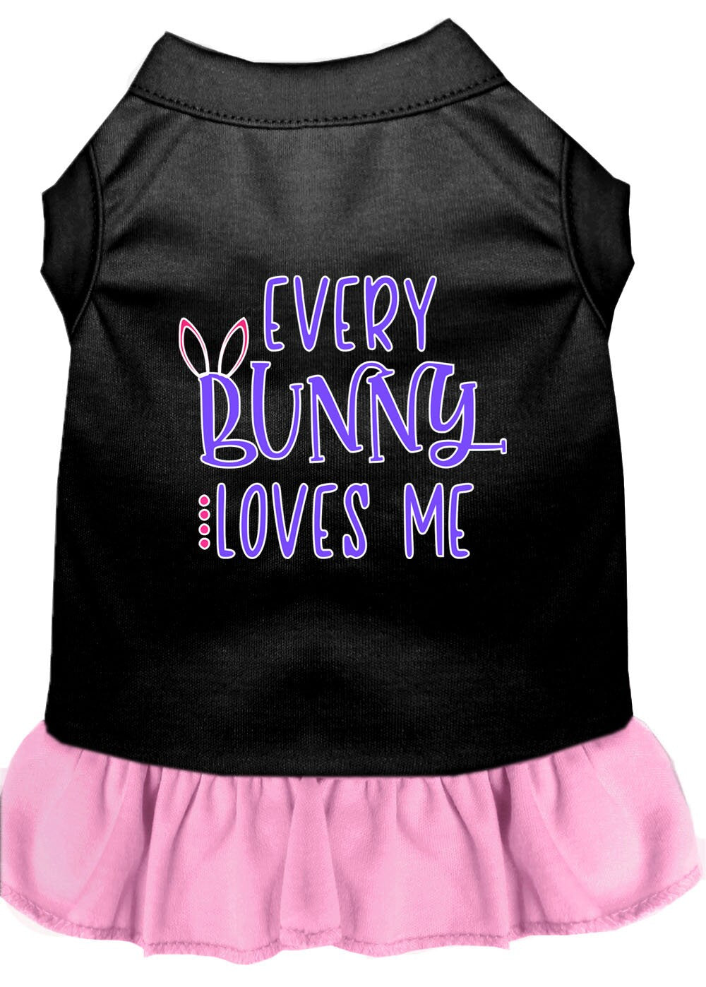 Pet Dress "Every Bunny Loves Me" Black W Light Pink