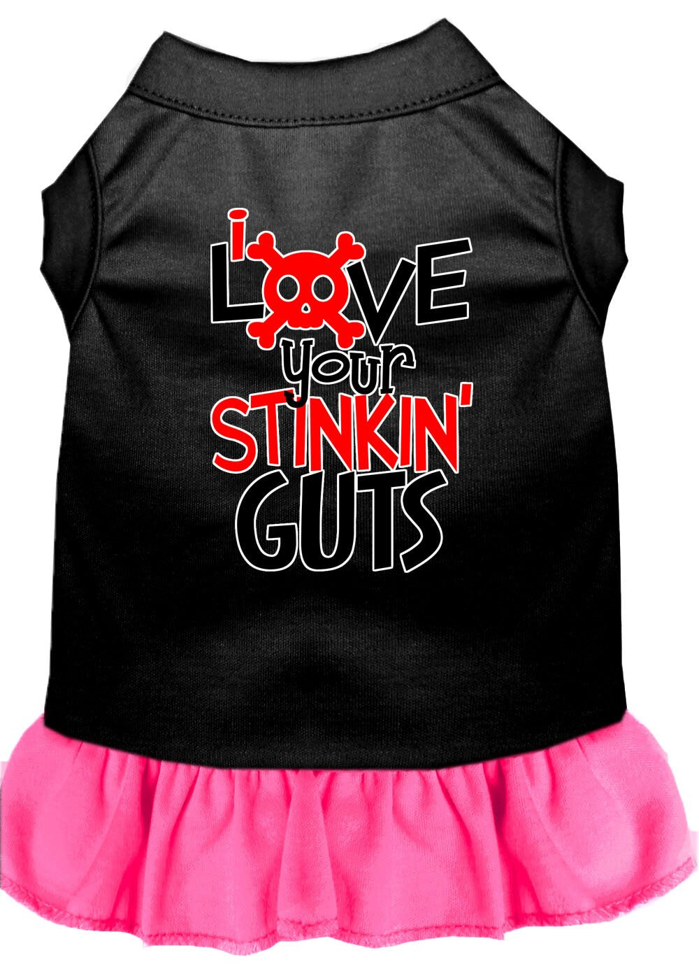 Pet Dress "Love Your Stinkin Guts" Black W Bright Pink