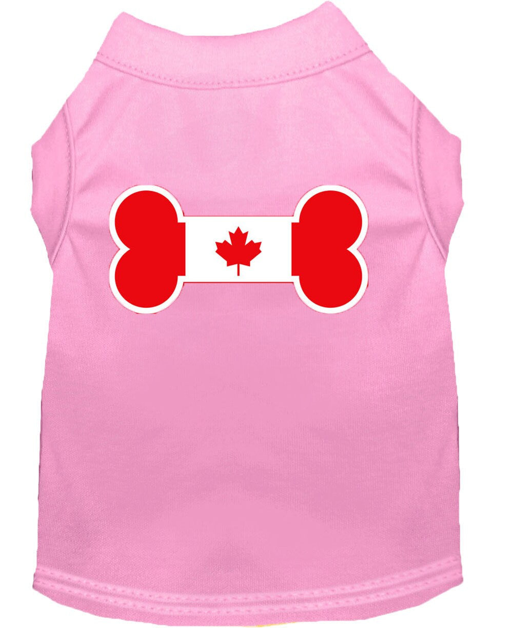 Pet Shirt "Bone Shaped Canadian Flag" Light Pink