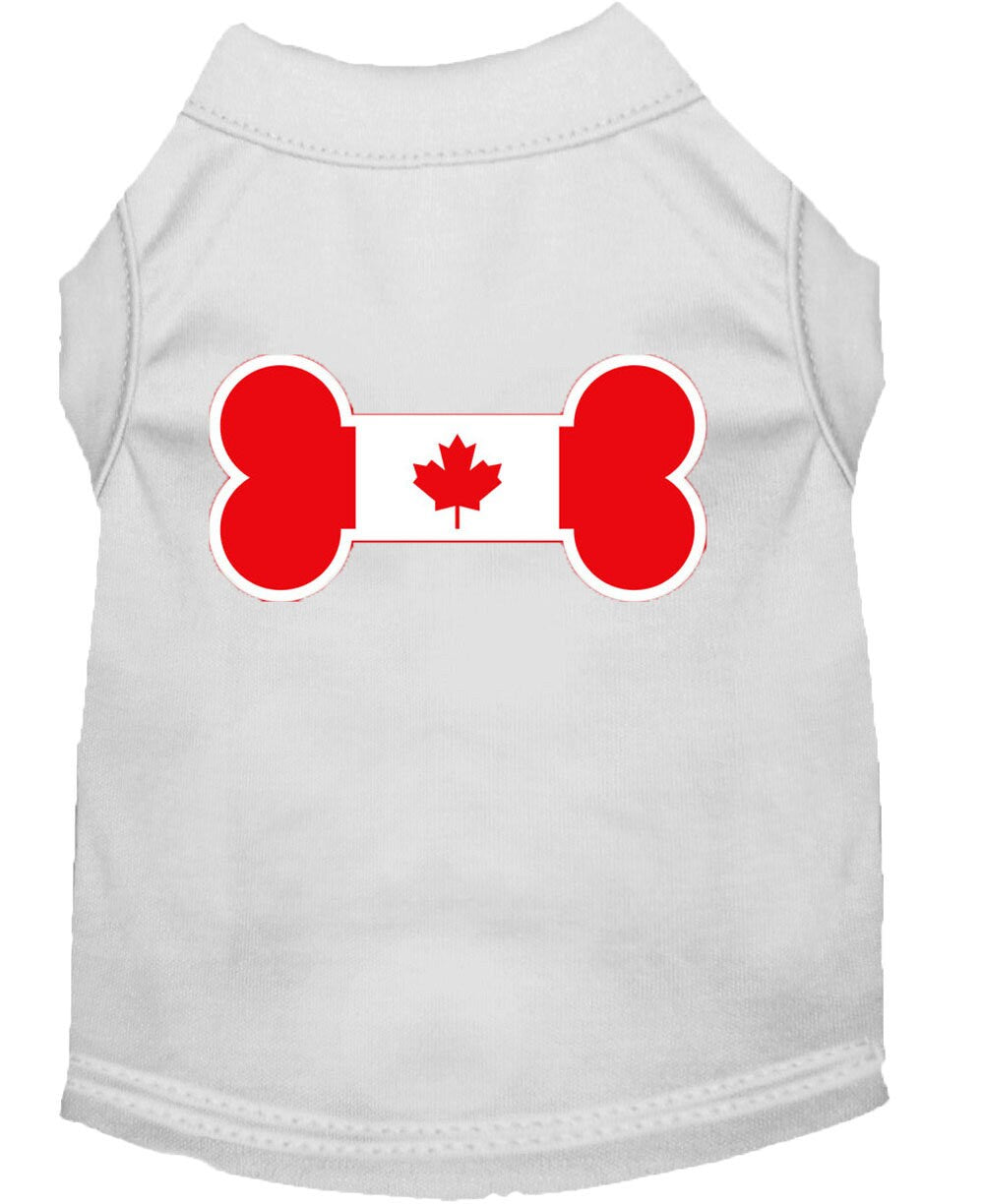 Pet Shirt "Bone Shaped Canadian Flag" White