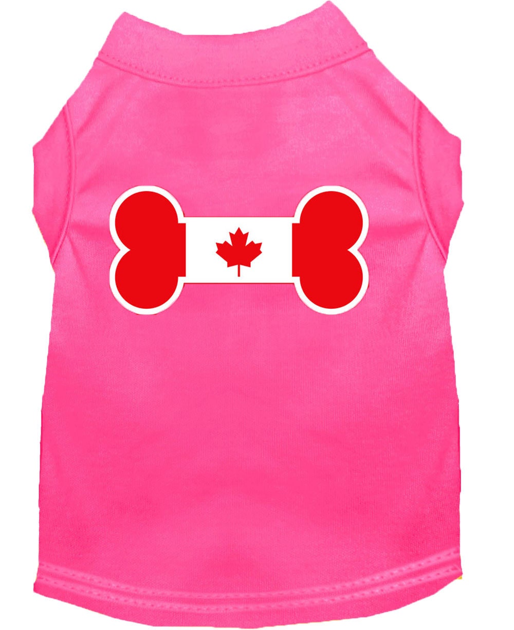 Pet Shirt "Bone Shaped Canadian Flag" Bright Pink
