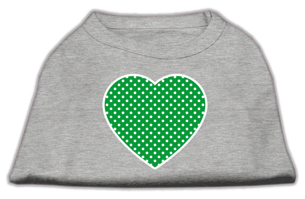 Pet Shirt "Swiss Dots Green Heart" Gray