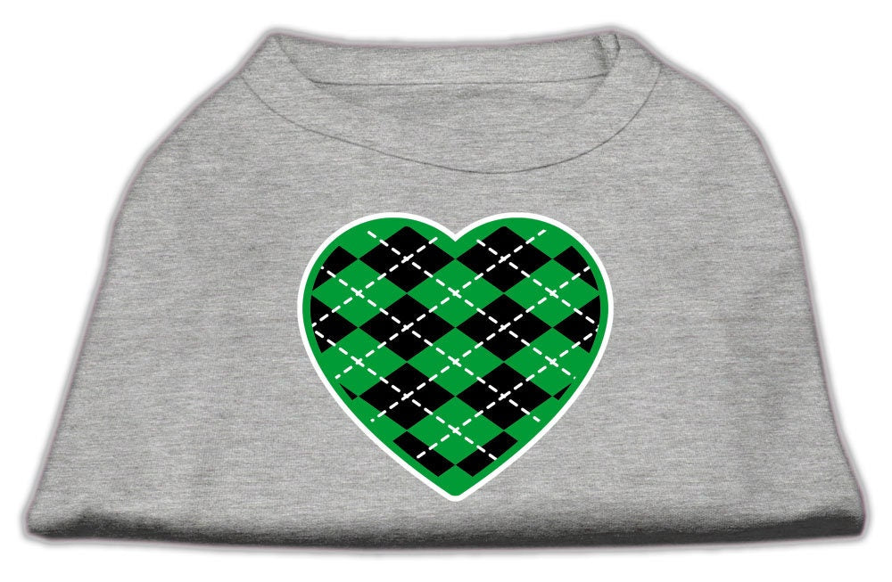 Pet Shirt "Argyle Heart Emerald Green" Gray