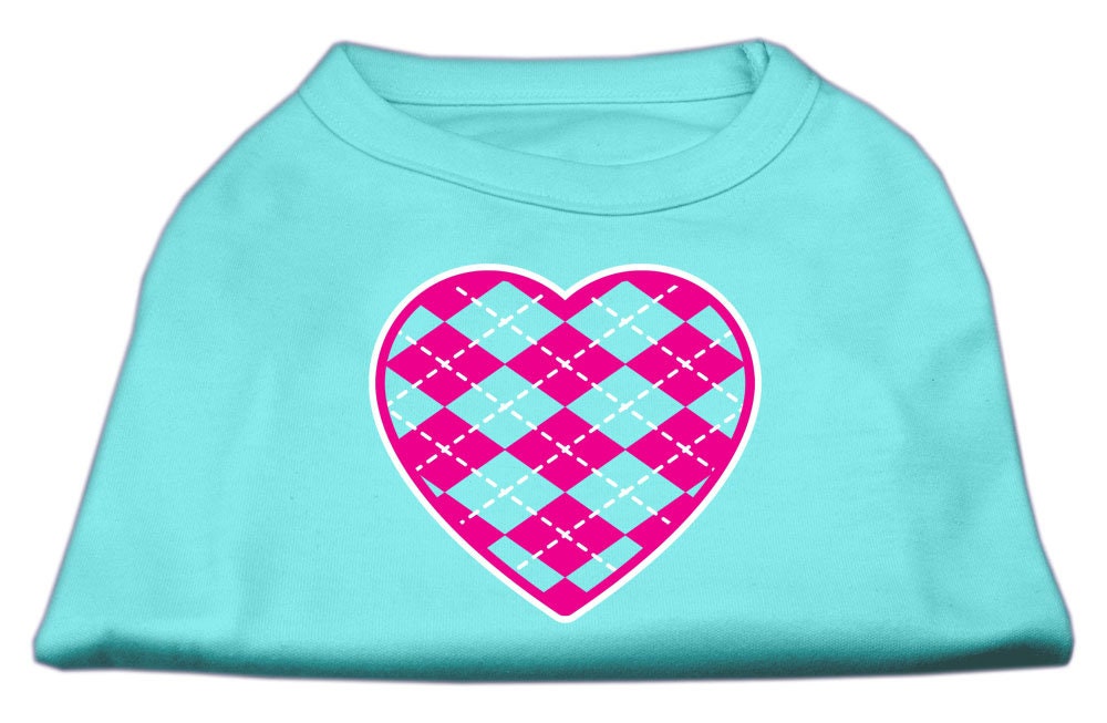 Pet Shirt "Argyle Heart Pink" Aqua