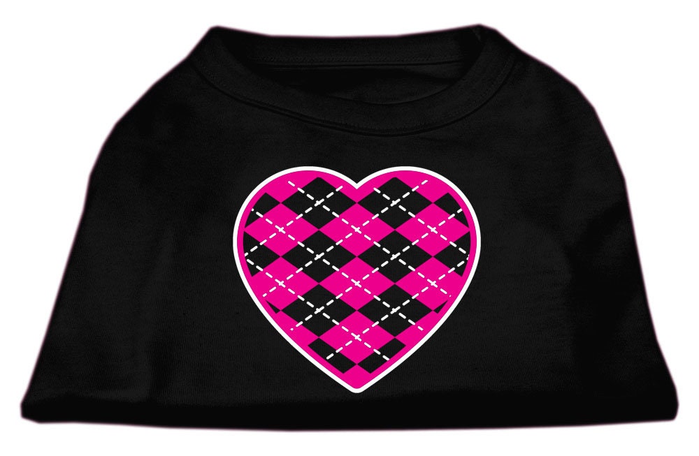 Pet Shirt "Argyle Heart Pink" Black