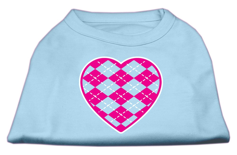 Pet Shirt "Argyle Heart Pink" Baby Blue