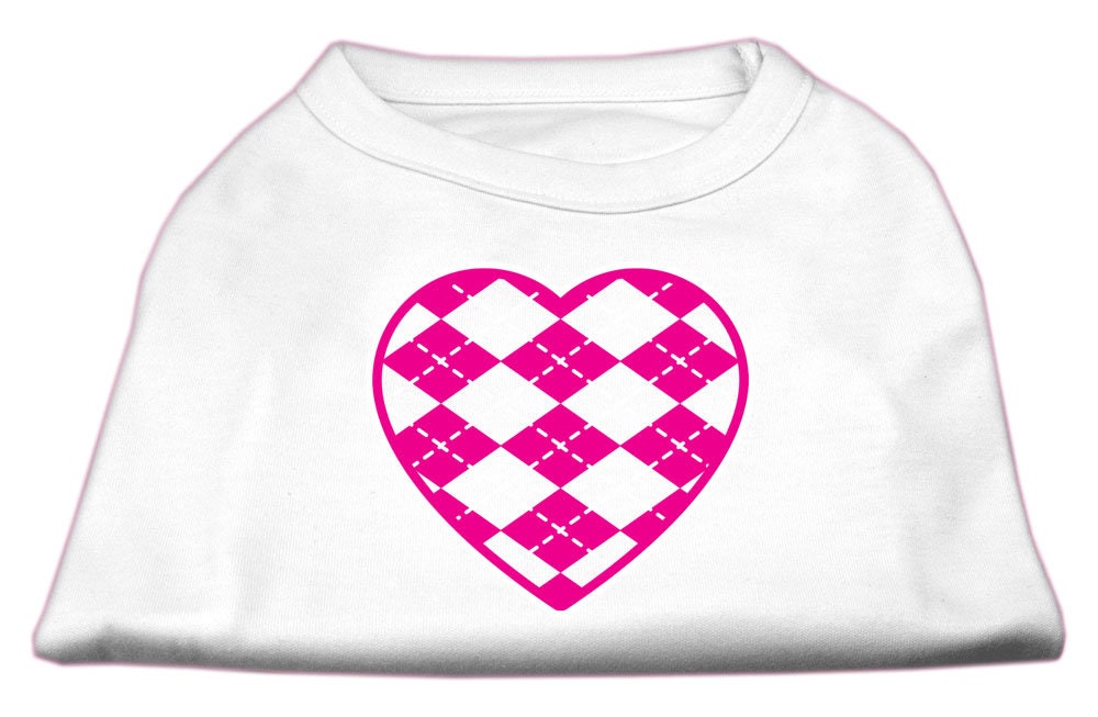 Pet Shirt "Argyle Heart Pink" White