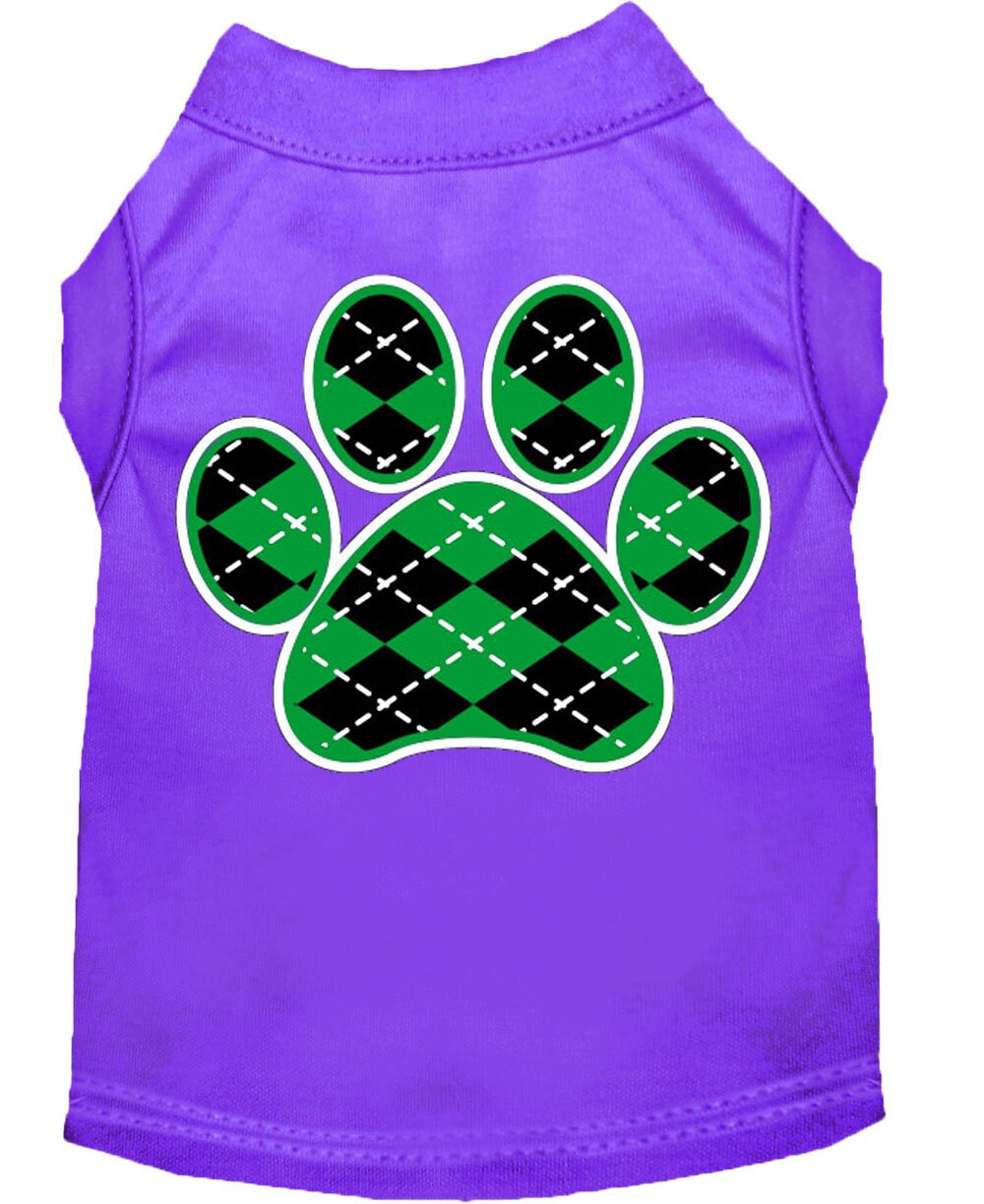 Pet Shirt "Argyle Paw Emerald Green" Purple