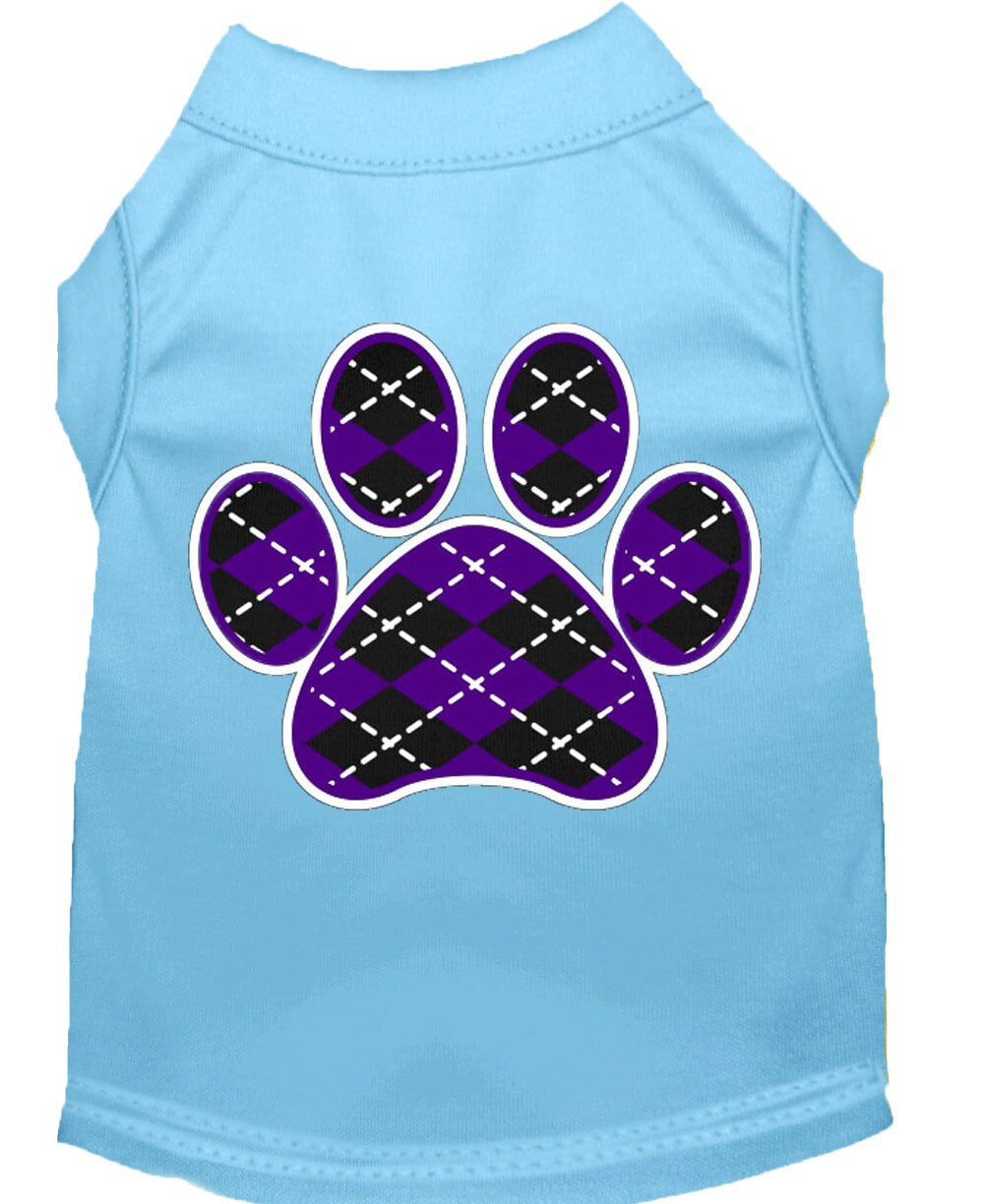 Pet Shirt "Argyle Paw Purple" Aqua