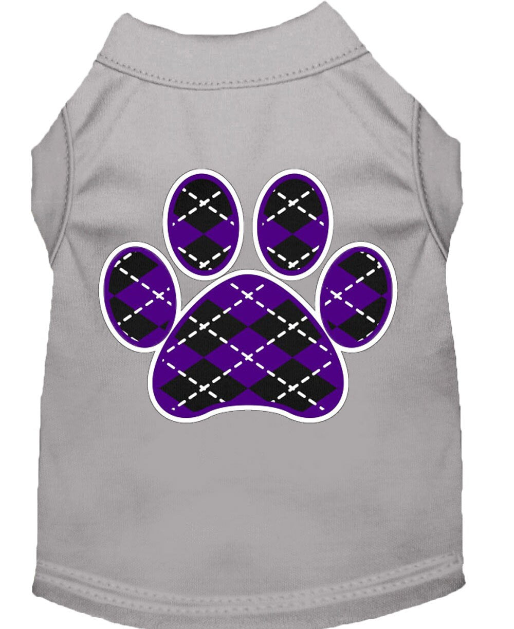 Pet Shirt "Argyle Paw Purple" Gray