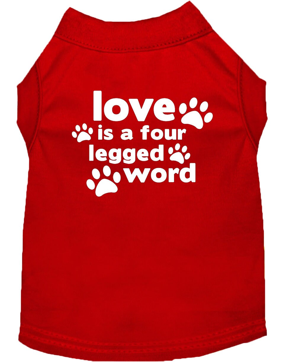 Pet Shirt "Love Is A Four Legged Word" Red