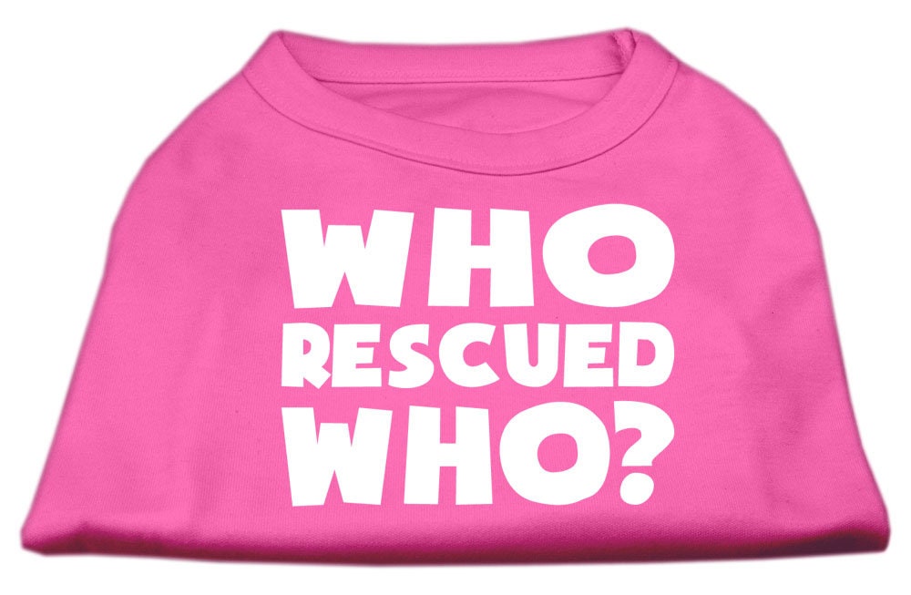 Pet Shirt "Who Rescued Who?" Bright Pink