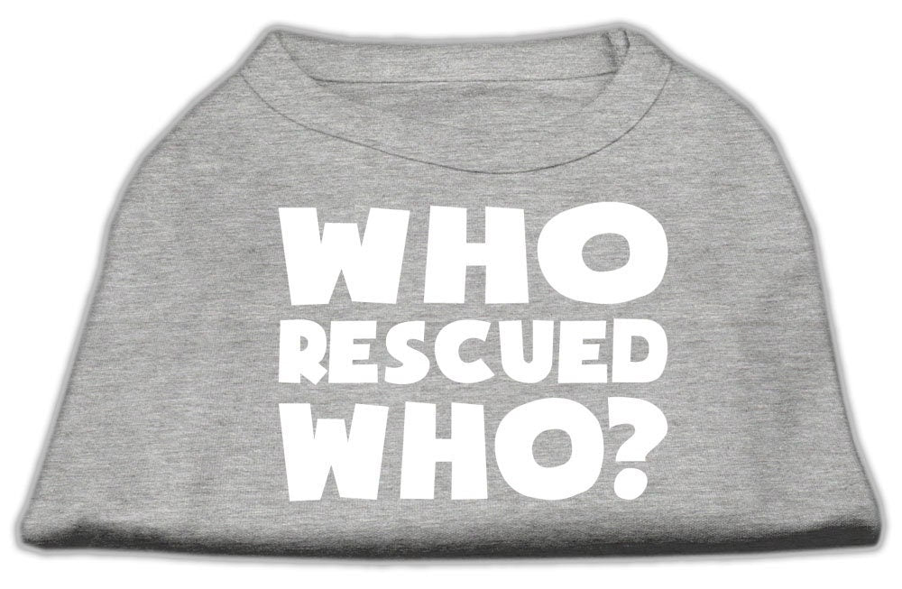 Pet Shirt "Who Rescued Who?" Grey