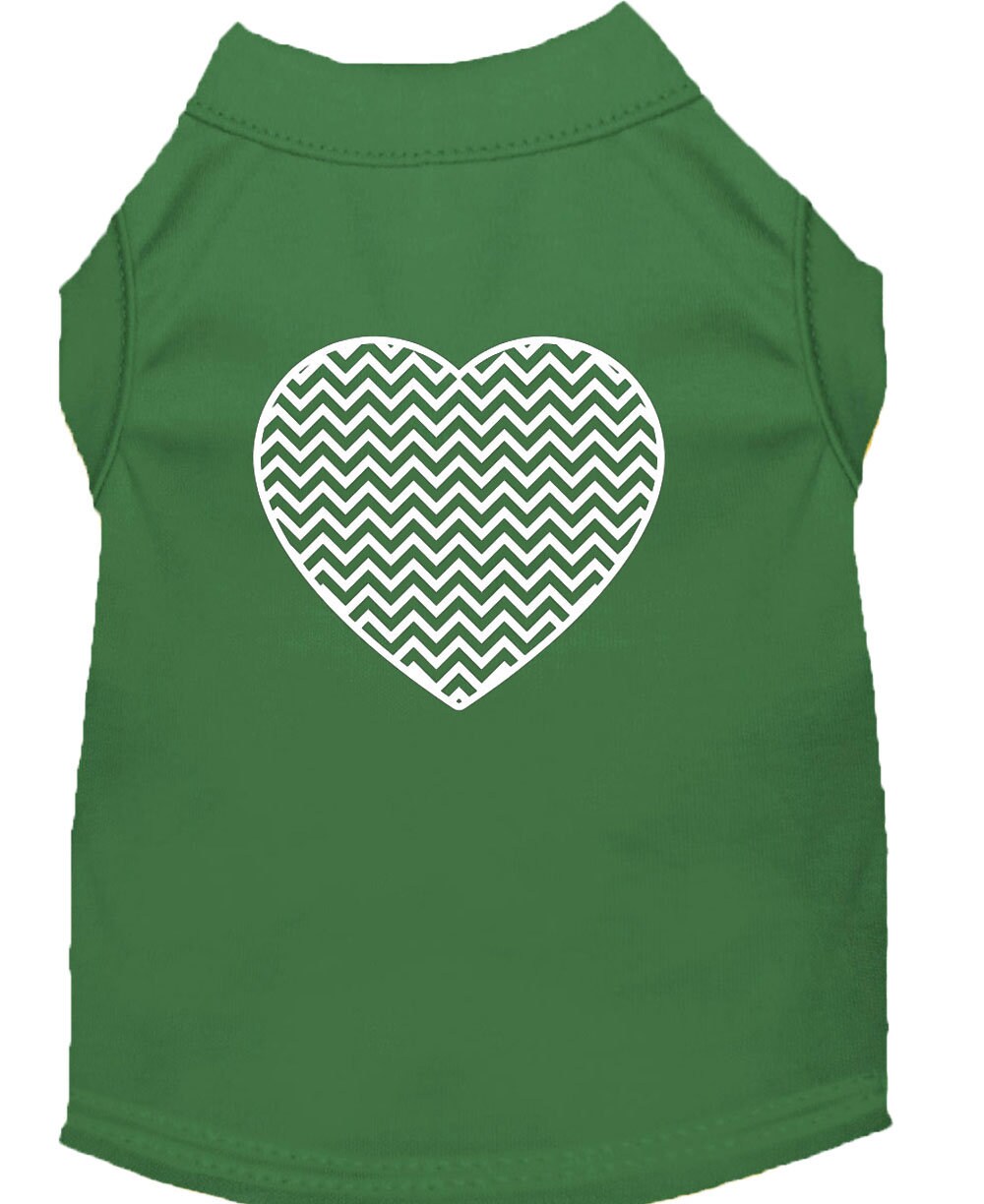 Pet Shirt "Chevron Heart" Green