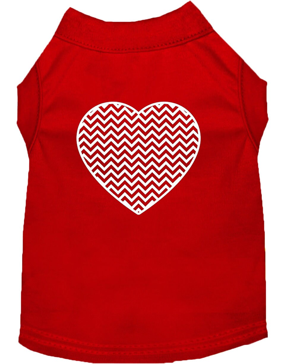 Pet Shirt "Chevron Heart" Red