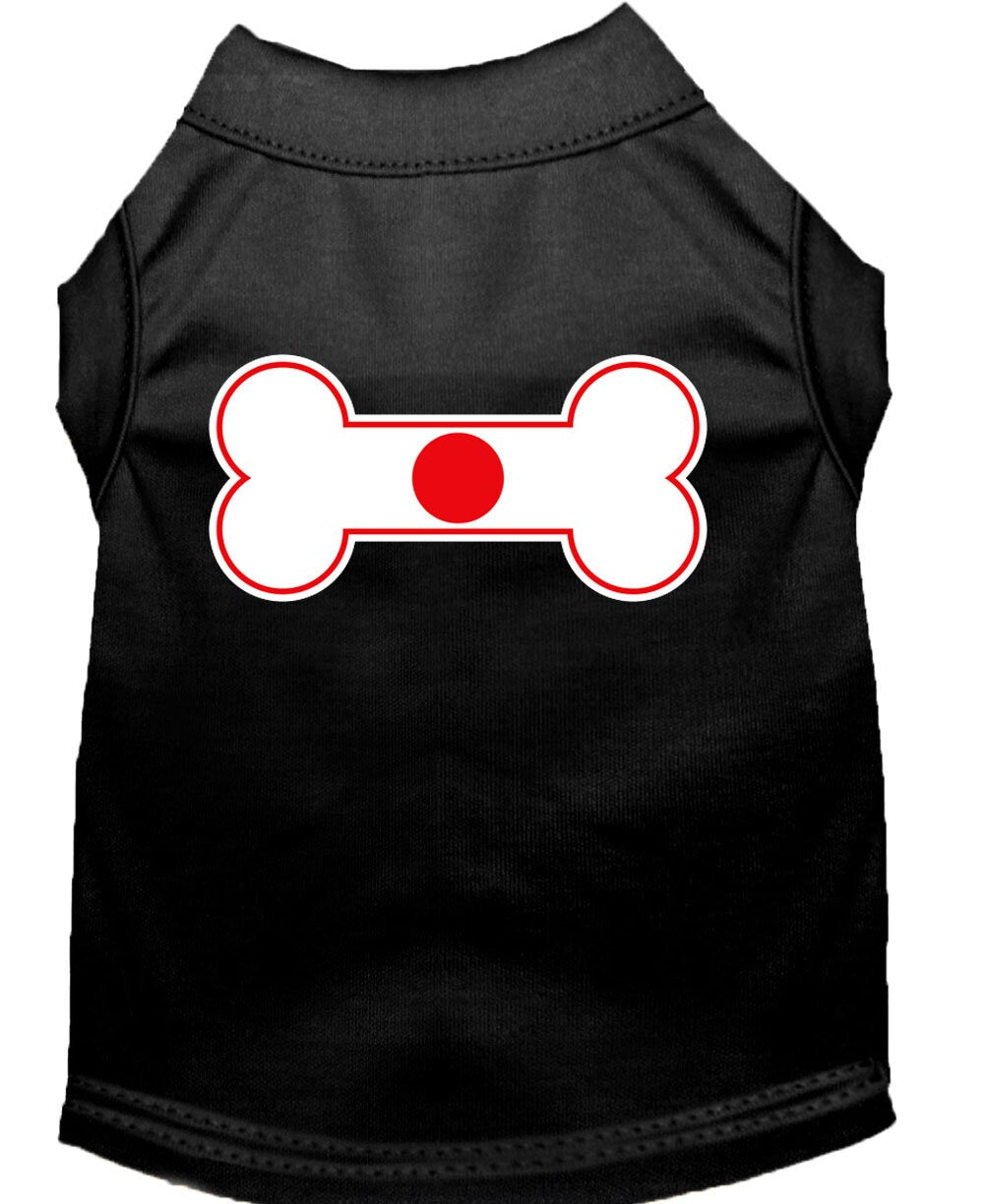 Pet Shirt "Bone Shaped Japan Flag" Black