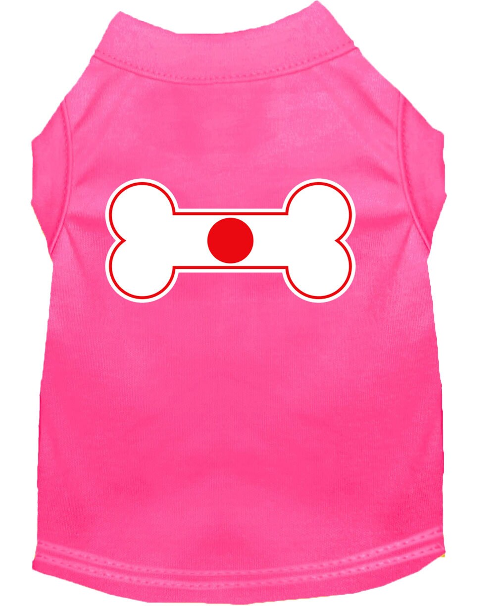 Pet Shirt "Bone Shaped Japan Flag" Bright Pink