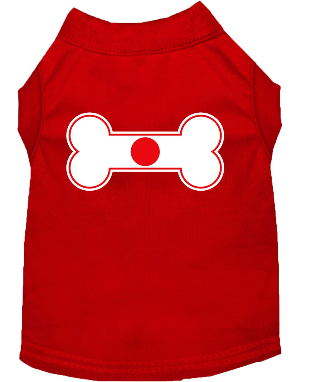 Pet Shirt "Bone Shaped Japan Flag" Red