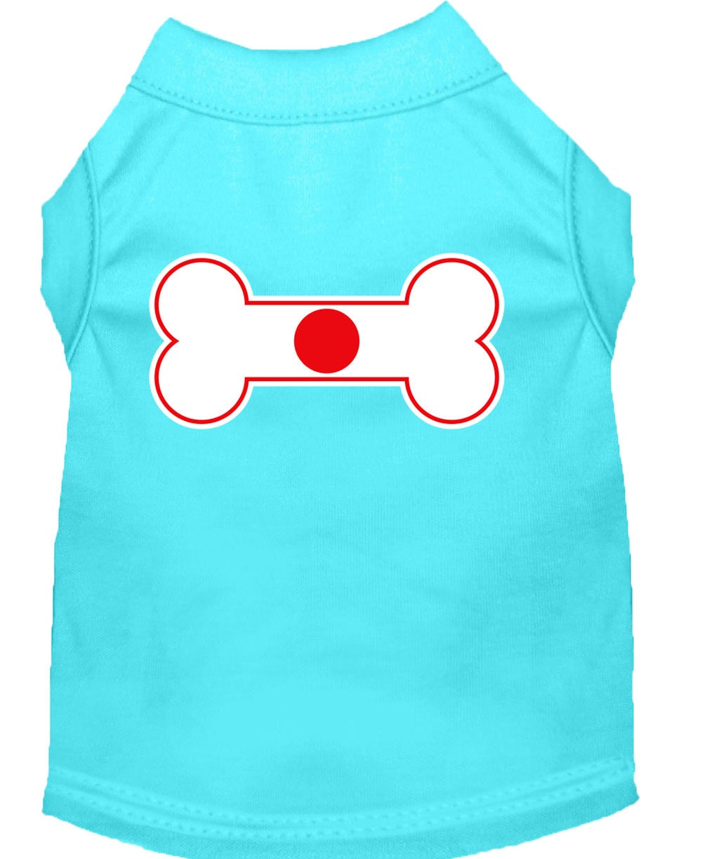 Pet Shirt "Bone Shaped Japan Flag" Aqua
