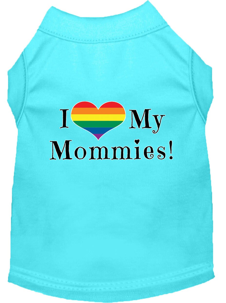 Pet Shirt "I Heart My Mommies" Aqua