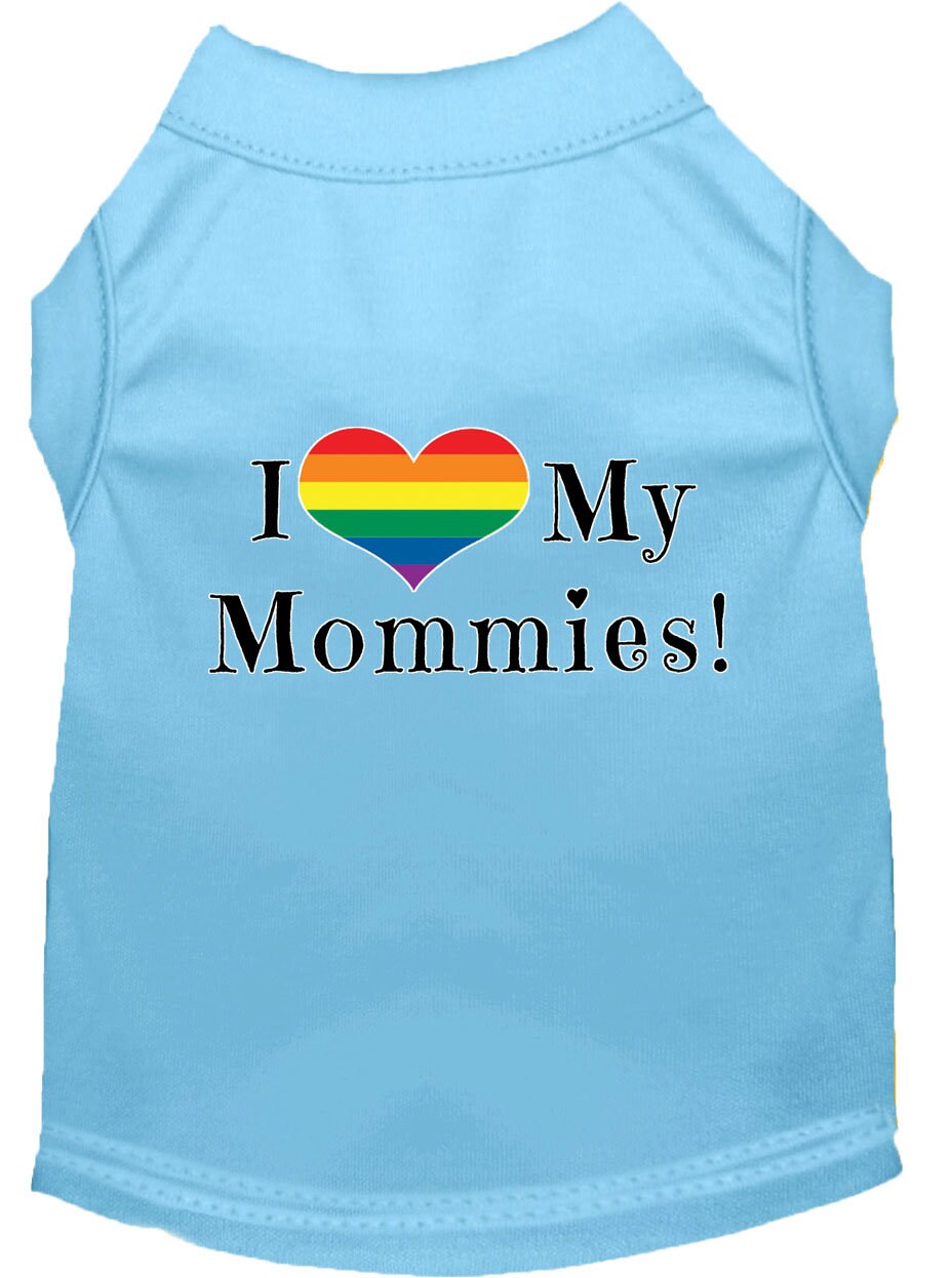 Pet Shirt "I Heart My Mommies" Baby Blue