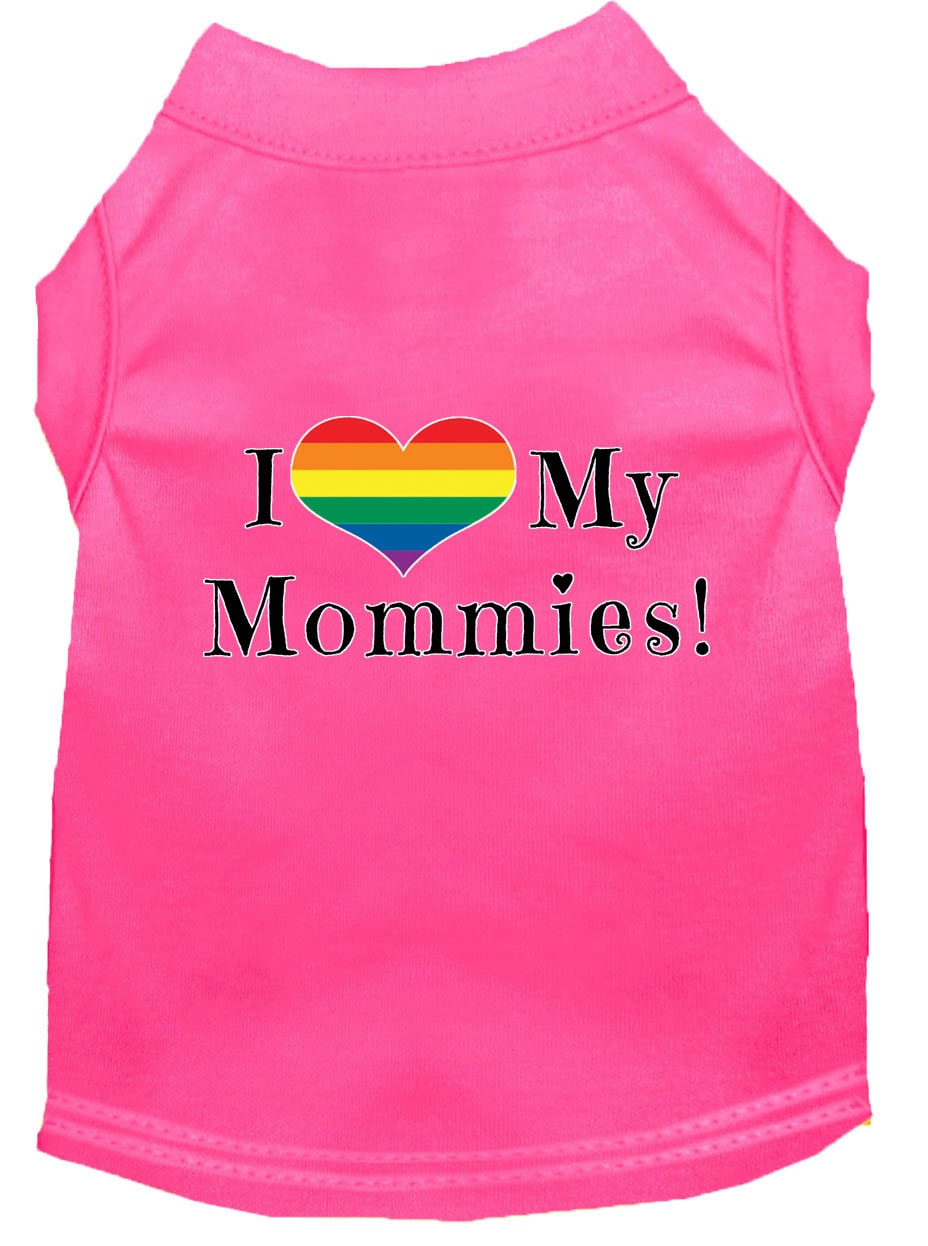 Pet Shirt "I Heart My Mommies" Bright Pink