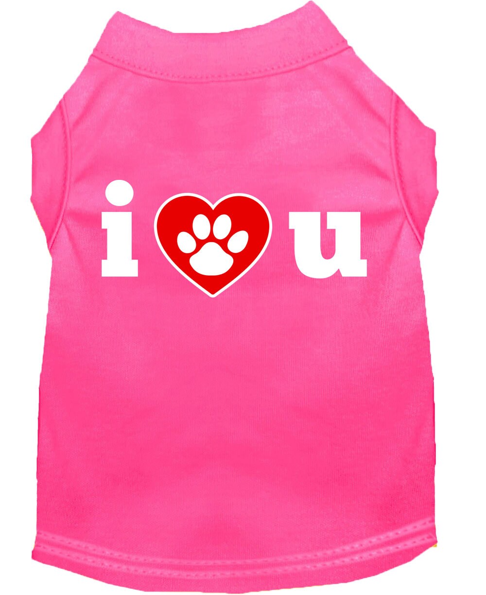 Pet Shirt "I Love You" Bright Pink