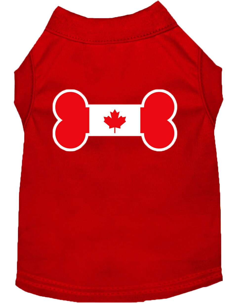 Pet Shirt "Bone Shaped Canadian Flag" Red