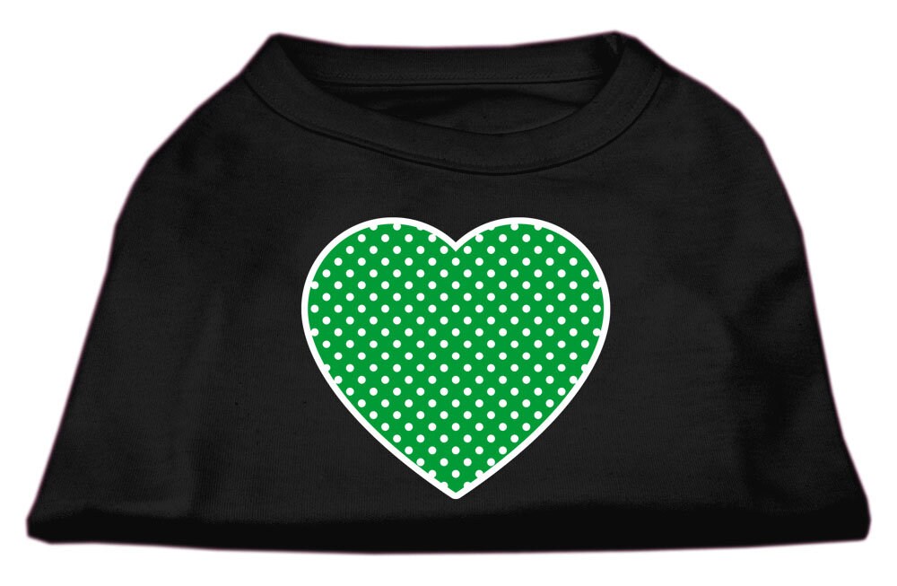 Pet Shirt "Swiss Dots Green Heart" Black
