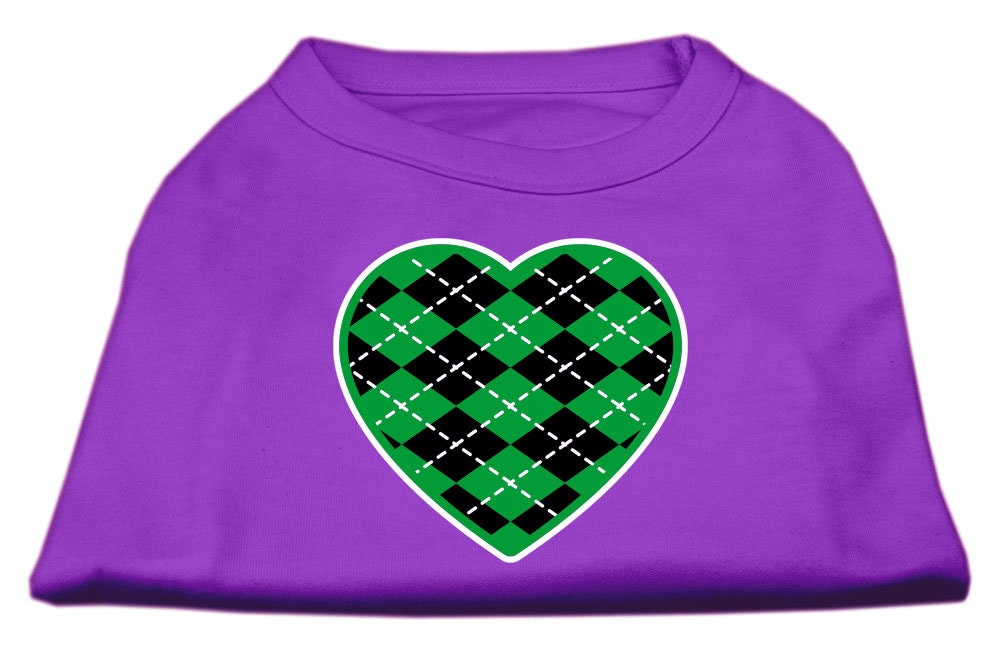 Pet Shirt "Argyle Heart Emerald Green" Purple