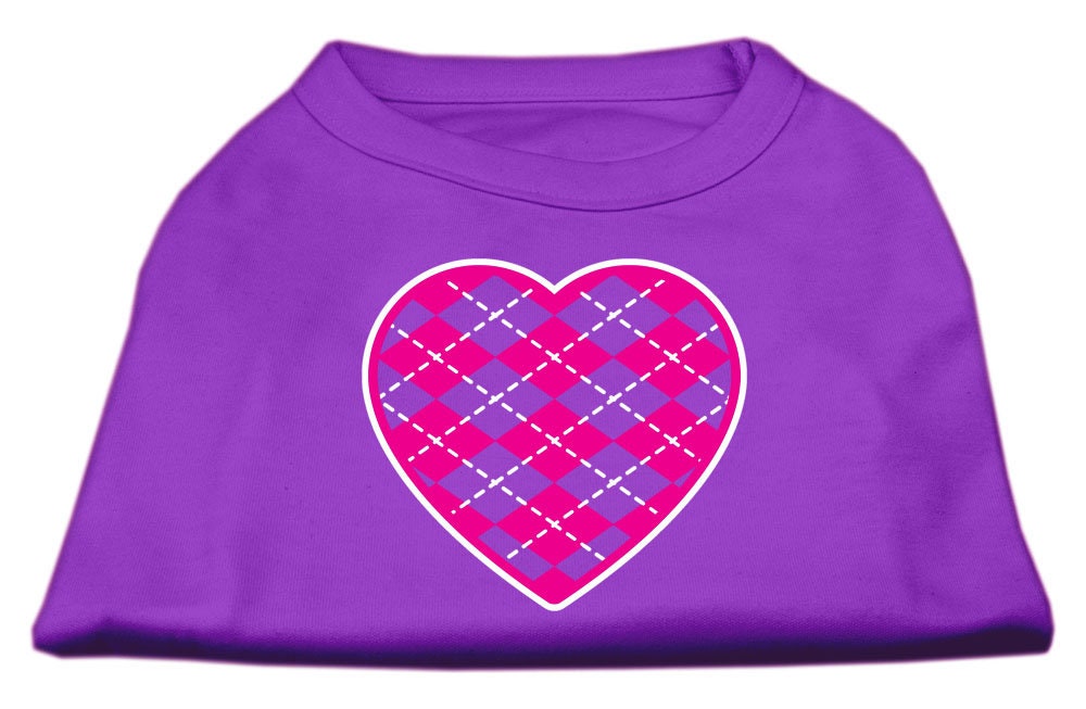 Pet Shirt "Argyle Heart Pink" Purple