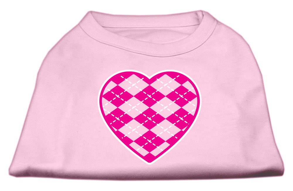 Pet Shirt "Argyle Heart Pink" Light Pink