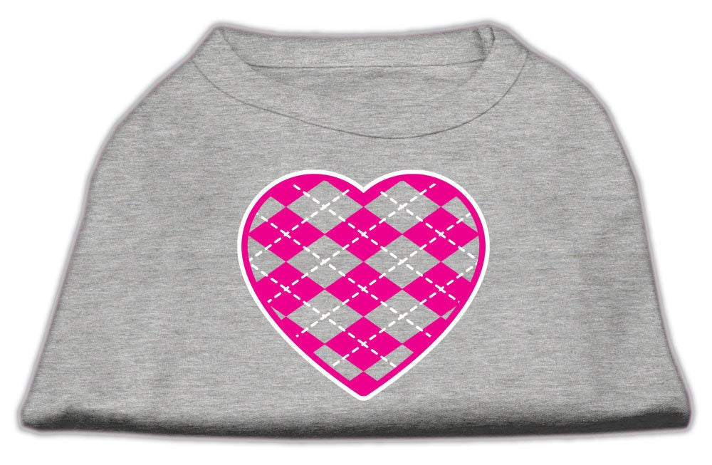 Pet Shirt "Argyle Heart Pink" Gray