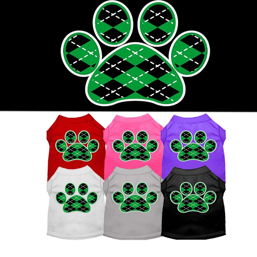 Pet Shirt "Argyle Paw Emerald Green"