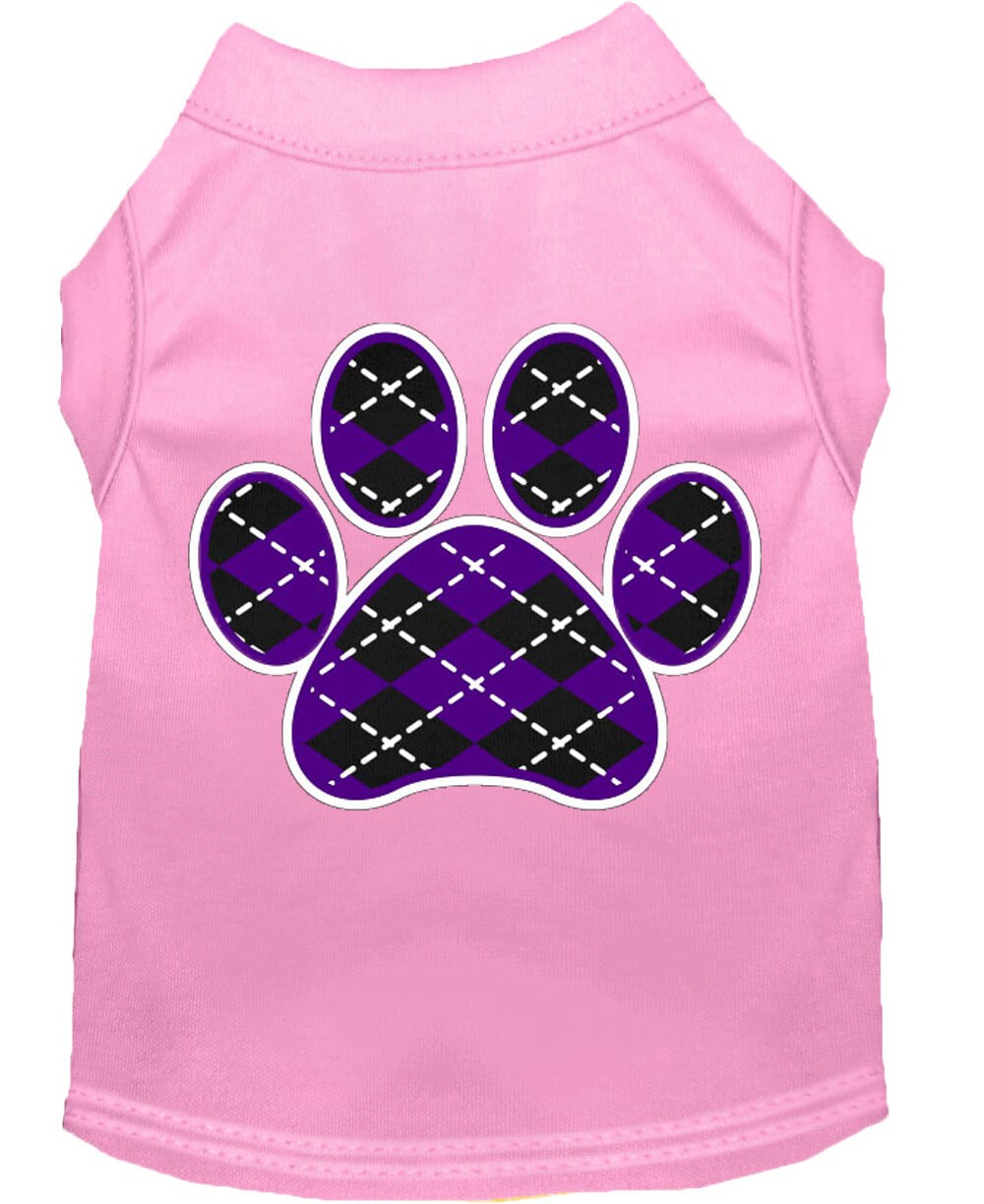 Pet Shirt "Argyle Paw Purple" Light Pink