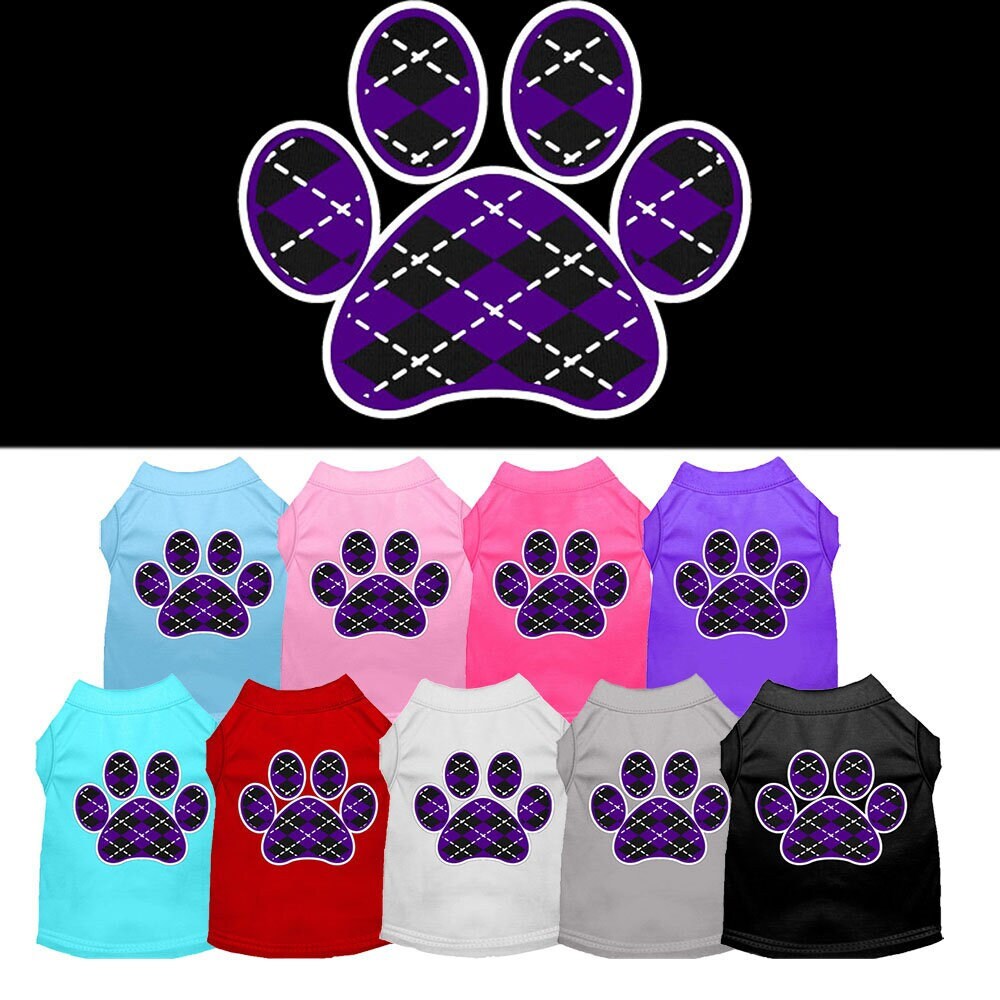 Pet Shirt "Argyle Paw Purple"