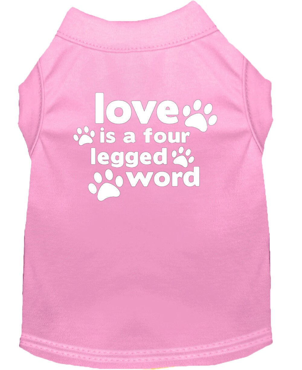 Pet Shirt "Love Is A Four Legged Word" Light Pink