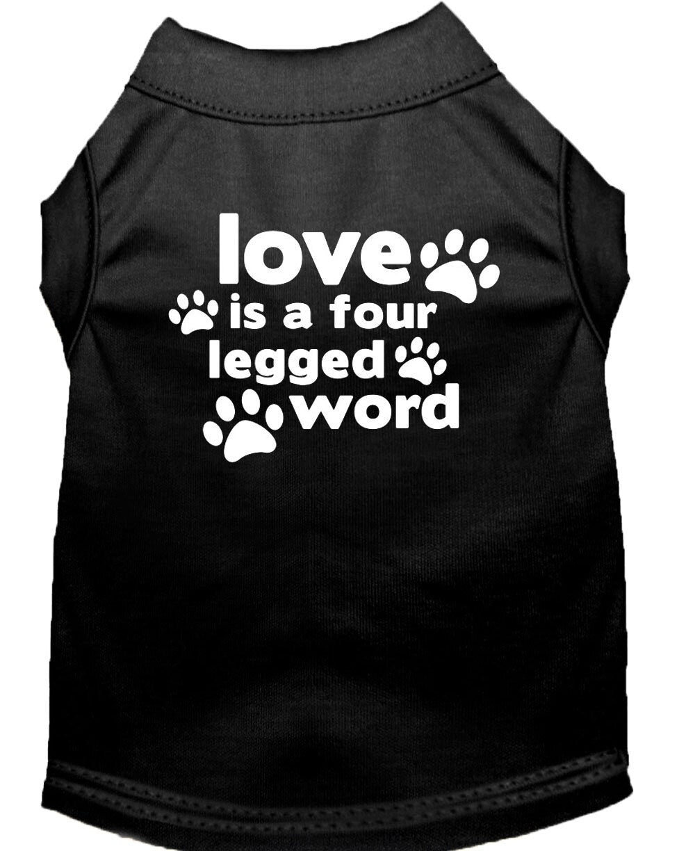 Pet Shirt "Love Is A Four Legged Word" Black